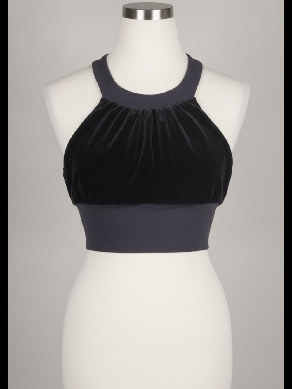 Beyond Yoga Black Velvet Halter Crop Top - Women, Size S